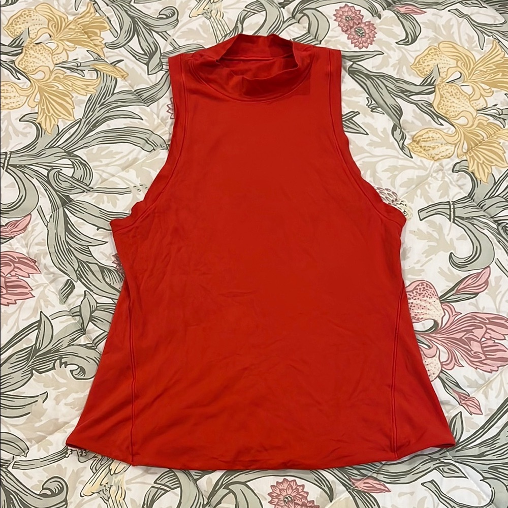 lululemon athletica Red Sleeveless Tank Top with Mock Neck and Cut Out